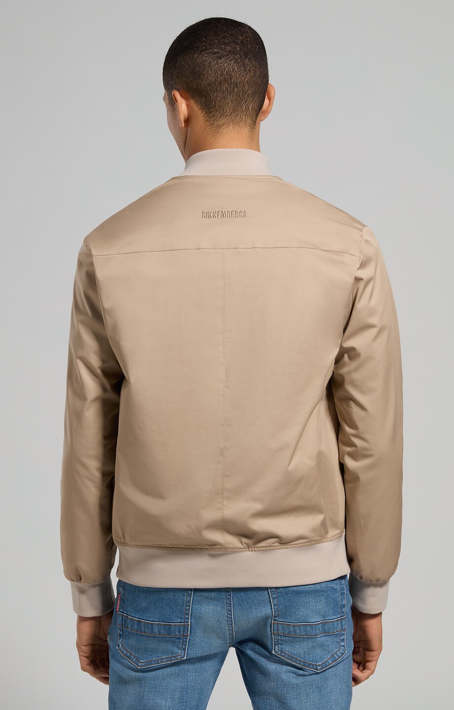 Leather and canvas men's bomber jacket Bikkembergs