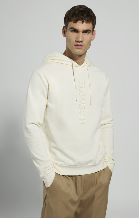 Men's hoodie with chest logo, MARSHMALLOW, hi-res-1