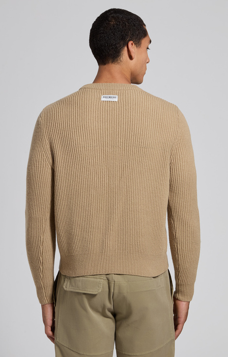Men's beige ribbed-knit sweater, TWILL, hi-res-1