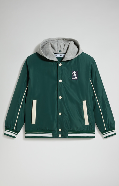 Giacca bambino college con cappuccio, HUNTER GREEN, hi-res-1