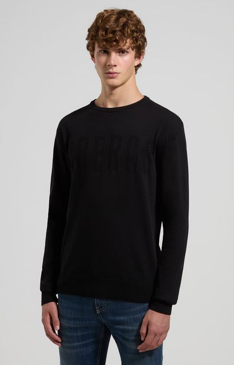 Men’s sweater with maxi logo, BLACK Men’s sweater with maxi logo, BLACK, hi-res-1