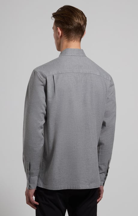Overshirt in flannel for men, GREY MELANGE MID/LIGH, hi-res-1