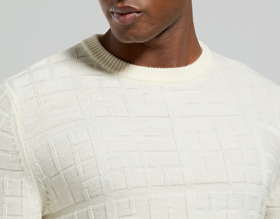 Men’s sweater with all-over logo, OFF WHITE Men’s sweater with all-over logo, OFF WHITE, hi-res-1