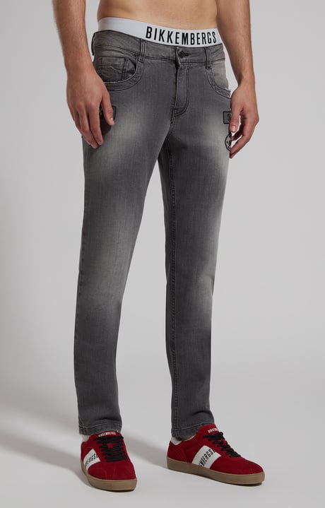 Men's slim-fit stretch jeans, L14 BLACK DENIM, hi-res-1