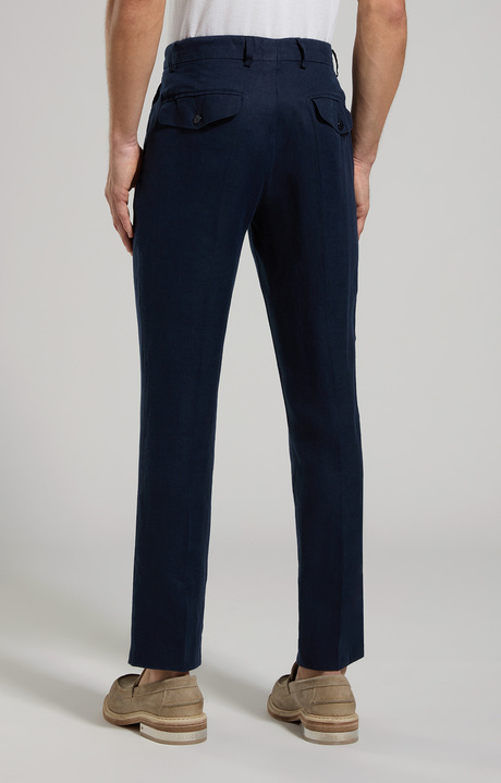 Pantaloni uomo in lino, BLACK IRIS, hi-res-1