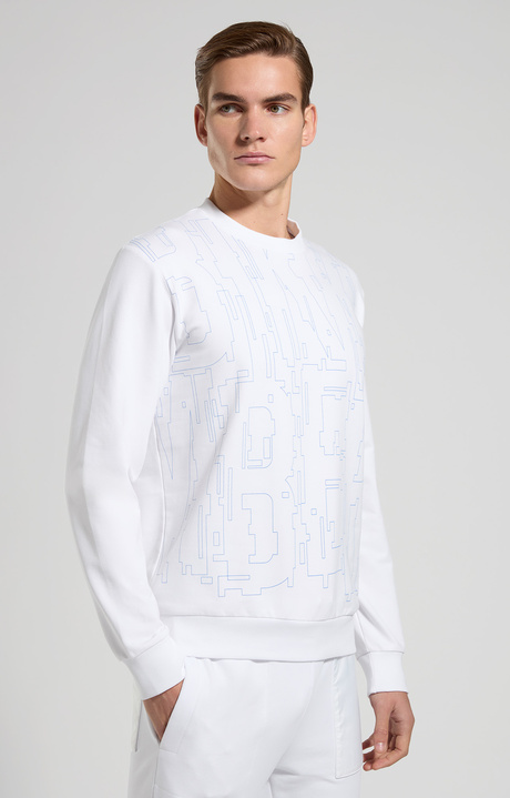Optical print men's sweatshirt, WHITE, hi-res-1