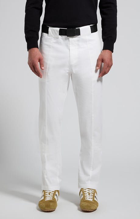 Men's pants with integrated belt, MARSHMALLOW, hi-res-1