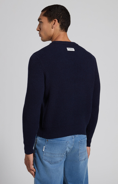 Men's blue ribbed-knit sweater, BLACK IRIS, hi-res-1