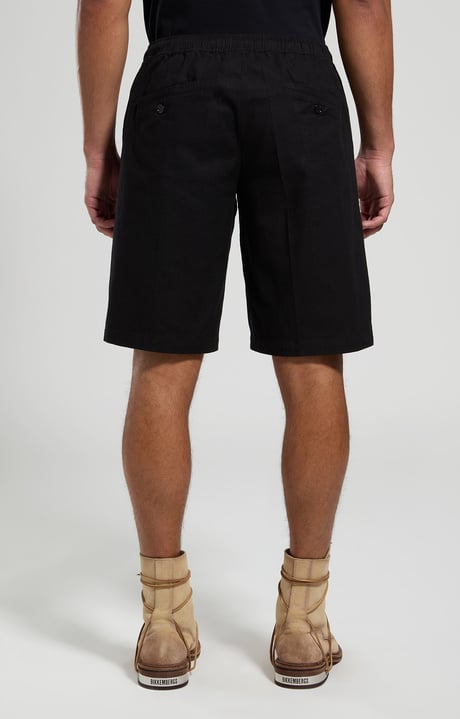 Men's linen shorts, BLACK, hi-res-1