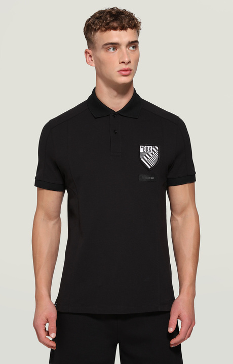 Men's polo shirt with patch, BLACK, hi-res-1