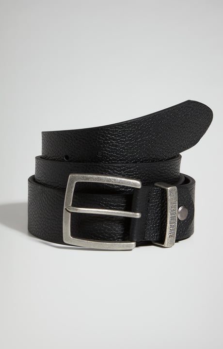 Men's pebbled leather belt, BLACK Men's pebbled leather belt, BLACK, hi-res-1