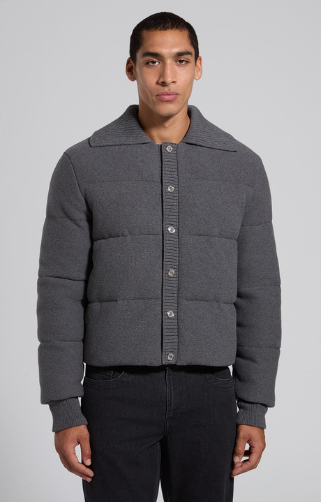 Piumino uomo in cotone grigio fit boxy, DARK GREY MELANGE, hi-res-1