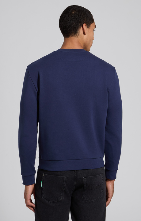 Men's blue cotton sweatshirt with Soccer embroidery, BLACK IRIS, hi-res-1