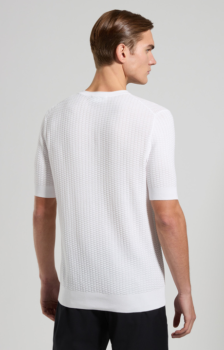 Slim fit men's textured knit pullover, WHITE, hi-res-1