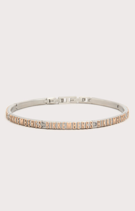 bikkembergs Men's Grey stainless steel bracelet with logo