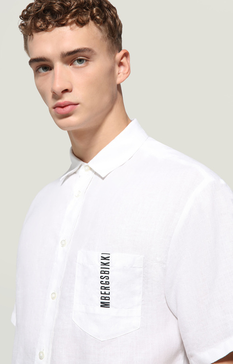 Men's linen shirt garment dyed, OPTICAL WHITE, hi-res-1