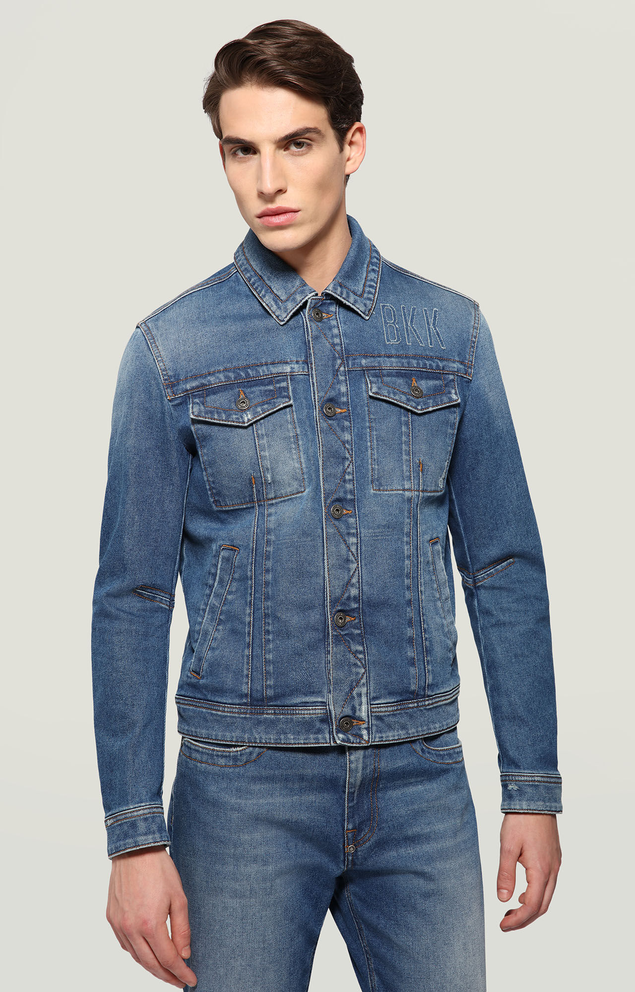 mens stretch jean jacket