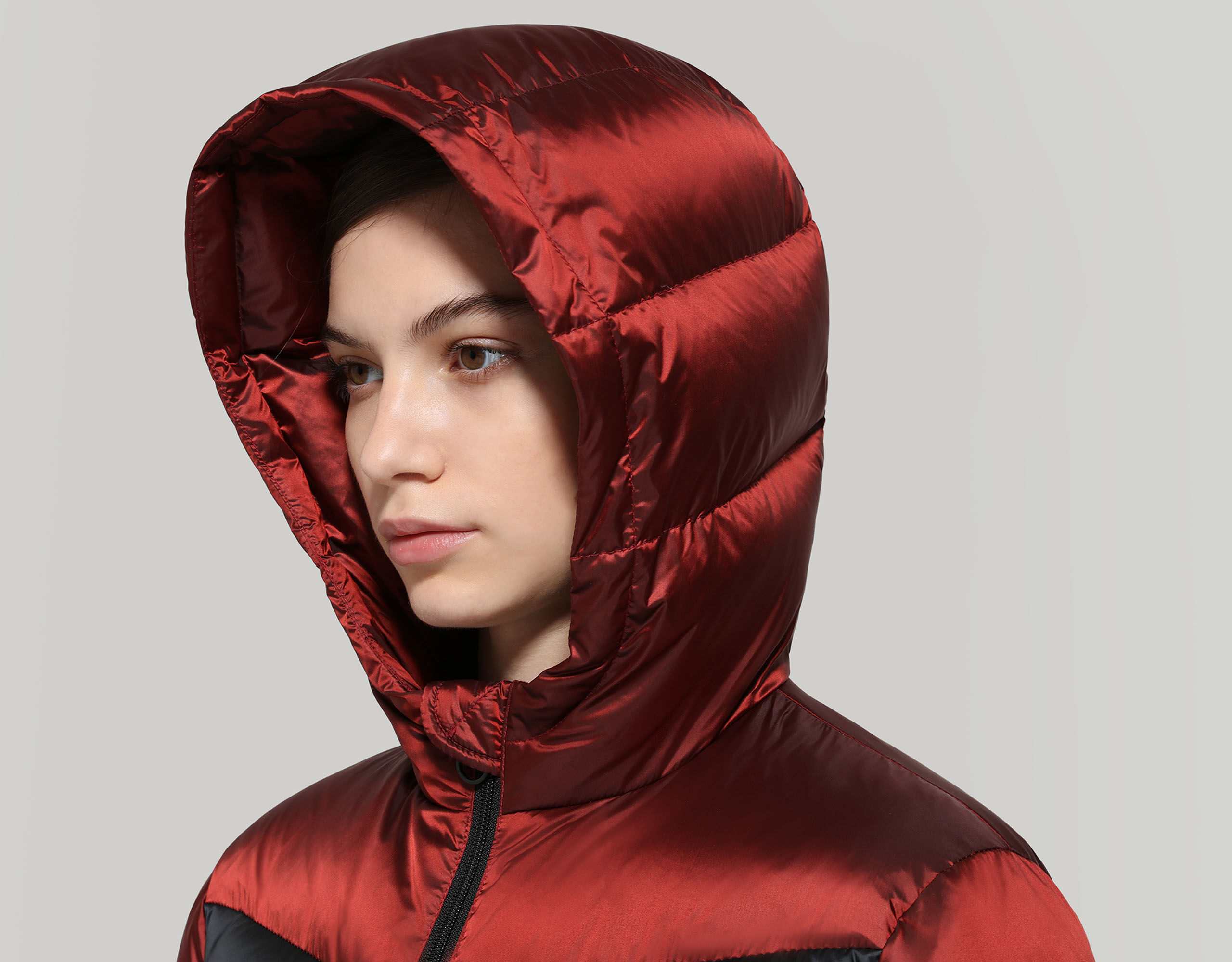 Red Women's puffer jacket with stripes | Bikkembergs Red Women's puffer jacket with stripes | Bikkembergs