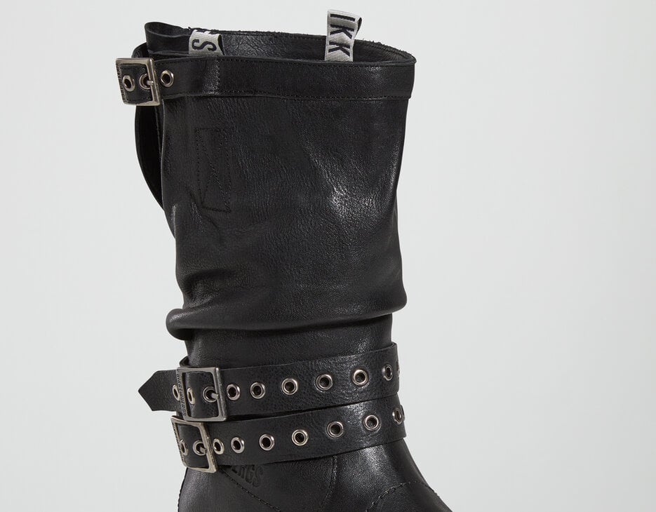 Women’s lined Vintage biker boots , BLACK Women’s lined Vintage biker boots , BLACK, hi-res-1