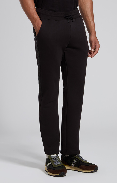 Men's black cotton sweatpants, BLACK, hi-res-1