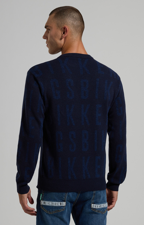 Men's round neck jacquard pullover, BLUE GRAPHITE, hi-res-1