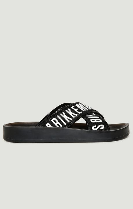 Women's sandals with criss-cross bands, BLACK Women's sandals with criss-cross bands, BLACK, hi-res-1