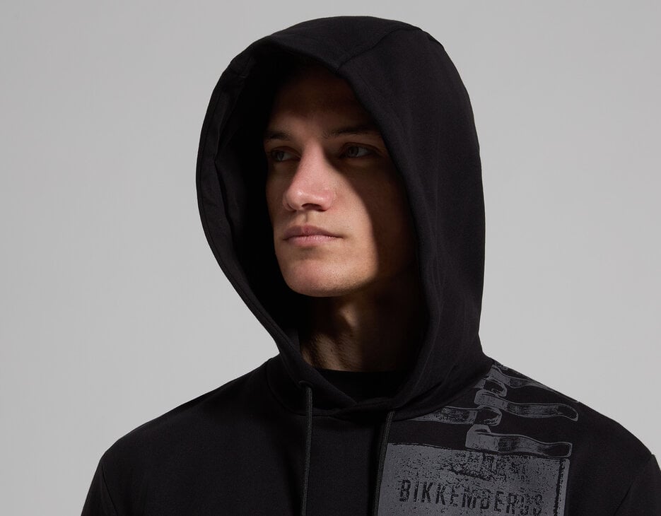 Men’s sweatshirt with dark print, BLACK Men’s sweatshirt with dark print, BLACK, hi-res-1