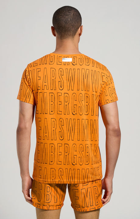 Men's pencil print beachwear T-shirt, ORANGE, hi-res-1