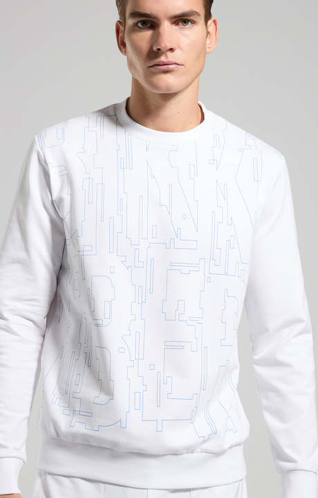 Optical print men's sweatshirt, WHITE, hi-res-1