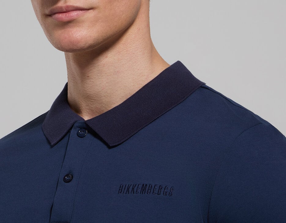 Men’s polo shirt in stretch piqué, BLACK IRIS Men’s polo shirt in stretch piqué, BLACK IRIS, hi-res-1