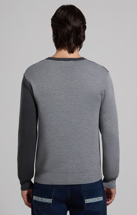 Color-block men's pullover, GREY MELANGE MID/LIGH Color-block men's pullover, GREY MELANGE MID/LIGH, hi-res-1