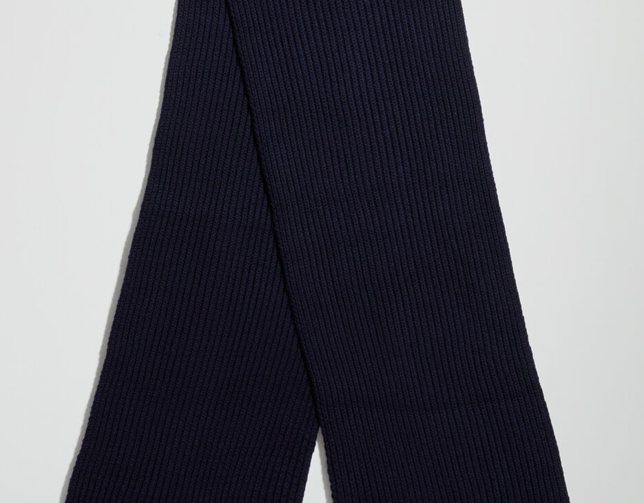 Men's scarf with label, BLUE Men's scarf with label, BLUE, hi-res-1