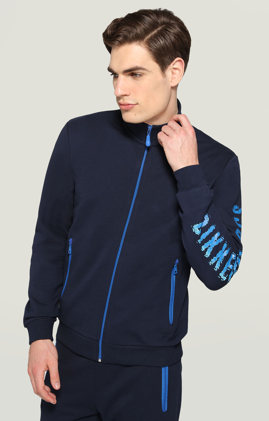 Men's sweatshirt with liquid logo, BLUE Men's sweatshirt with liquid logo, BLUE, hi-res-1
