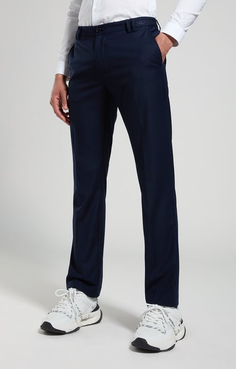 Men's pants in fresco wool, BLACK IRIS, hi-res-1