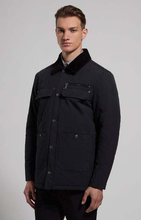 Men’s waxed cotton jacket, BLACK IRIS, hi-res-1