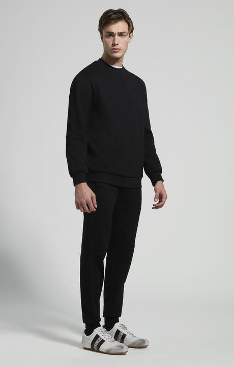 Felpa uomo maniche bombate, BLACK, hi-res-1