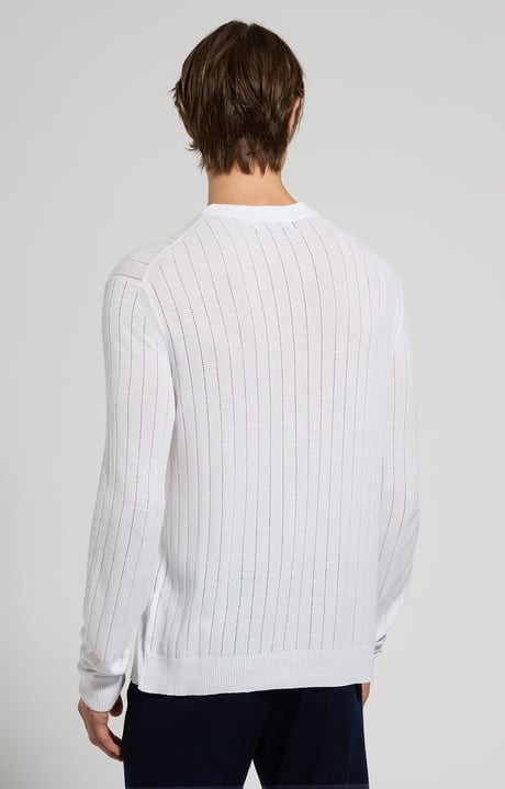 Men's ribbed knit pullover, WHITE Men's ribbed knit pullover, WHITE, hi-res-1
