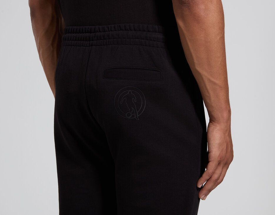 Men's black cotton sweatpants with tonal print, BLACK, hi-res-1
