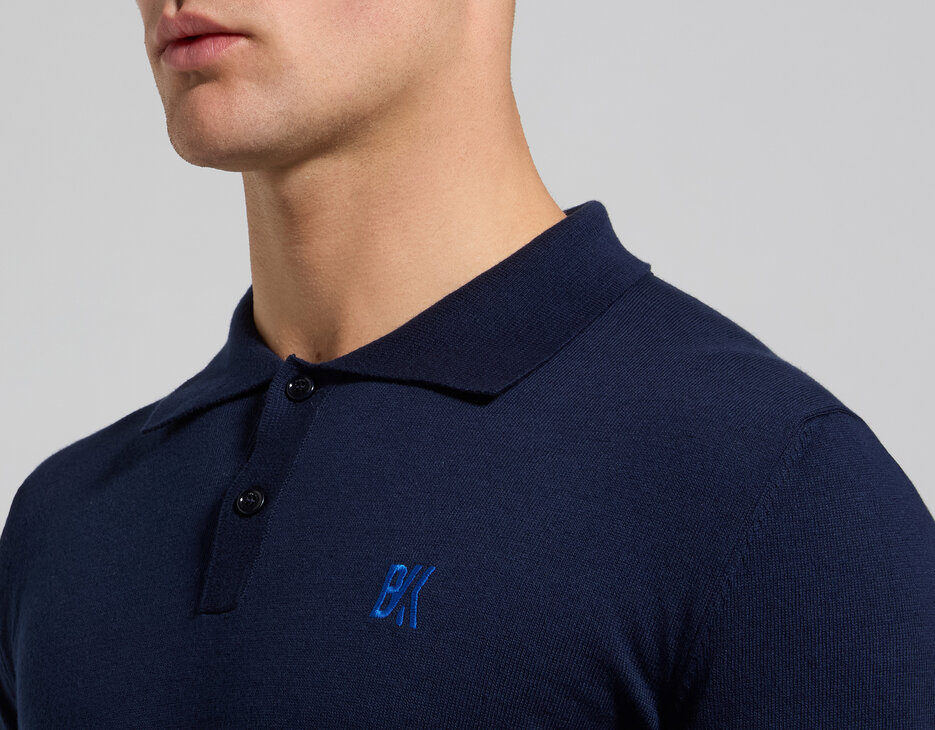Men's knit polo shirt, BLACK IRIS, hi-res-1