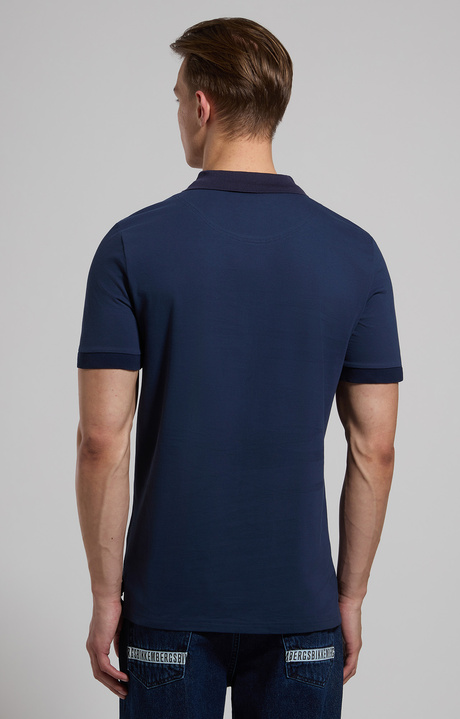 Men’s polo shirt in stretch piqué, BLACK IRIS, hi-res-1