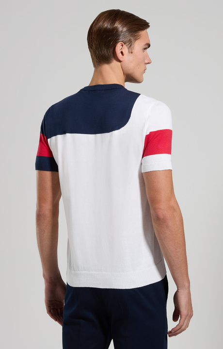 Colour block men's knit top, WHITE/POMPEIAN RED/NAVY, hi-res-1