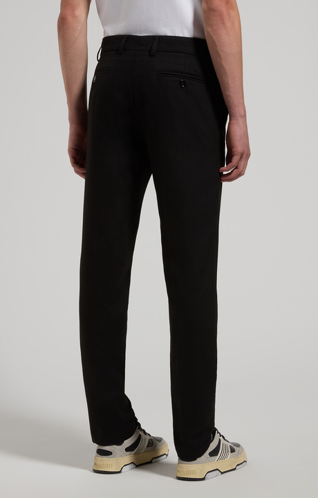 Men’s trousers in fresco wool, BLACK, hi-res-1