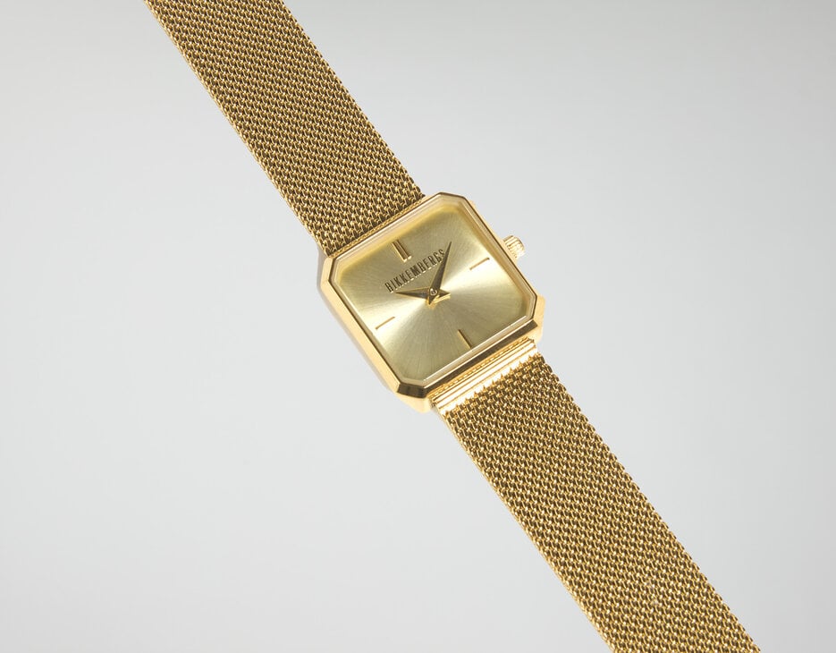 Watch with mesh steel band, GOLD/GOLD Watch with mesh steel band, GOLD/GOLD, hi-res-1