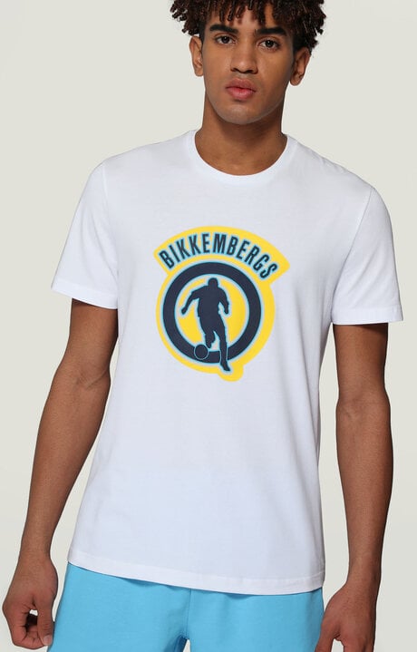 bikkembergs Men's White T-shirt with 3D print