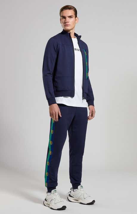 Men's sweatshirt with striped details, BLACK IRIS, hi-res-1