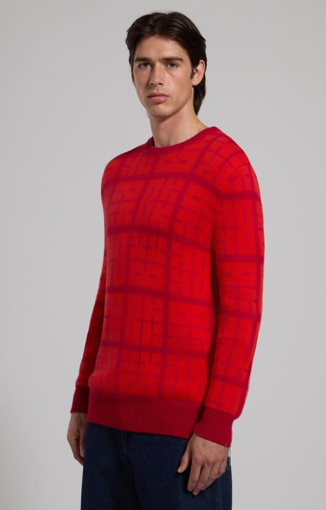 Men’s sweater with all-over logo, FIERY RED/SURF THE WEB Men’s sweater with all-over logo, FIERY RED/SURF THE WEB, hi-res-1