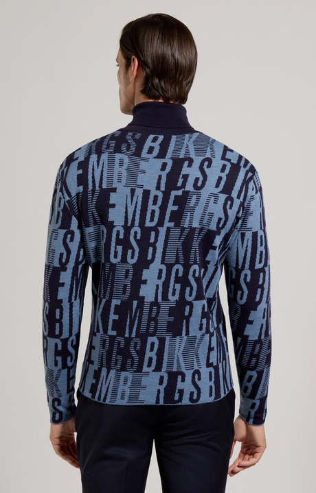 Men's turtleneck pullover with jacquard logo, DEEP WEEL, hi-res-1