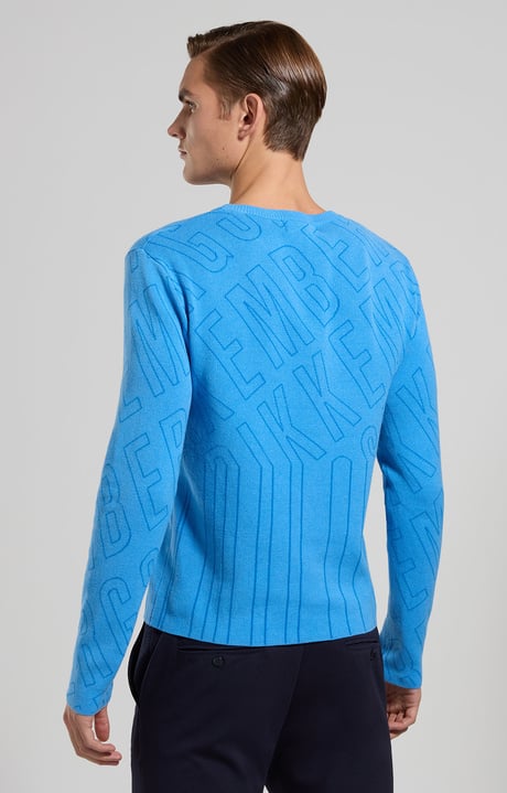 Men's jacquard knit pullover, SILVER LAKE BLUE Men's jacquard knit pullover, SILVER LAKE BLUE, hi-res-1