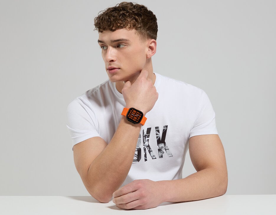 Smartwatch with 180 sports functions, BLACK/ORANGE Smartwatch with 180 sports functions, BLACK/ORANGE, hi-res-1