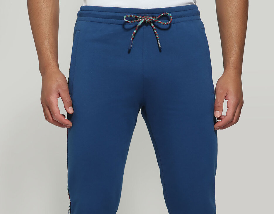 Men's sweatpants with hexagonal print, BLUE Men's sweatpants with hexagonal print, BLUE, hi-res-1